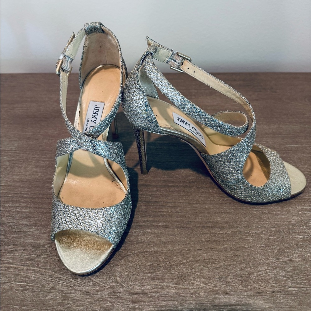 JIMMY CHOO Azia Glitter Heels ✨  – Size 36.5